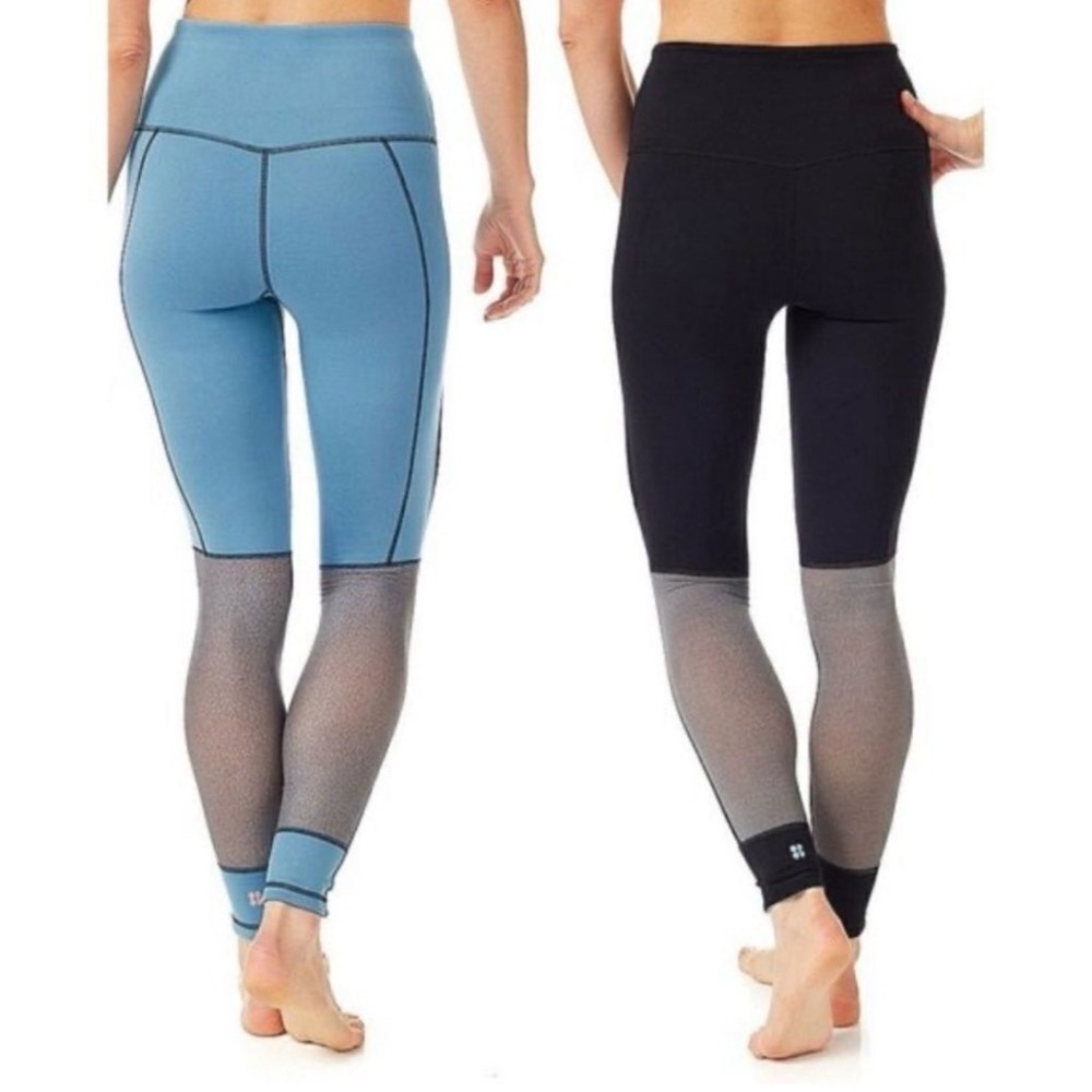 Sweaty Betty Reversible Urdhva High Rise Leggings Blue Black Mesh Colorblock M